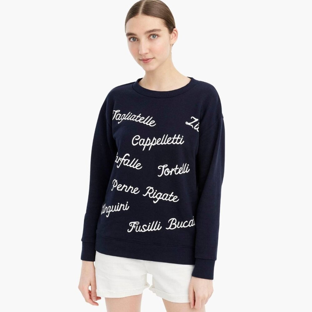 J. Crew Pasta Sweatshirt 100% Cotton Navy Medium